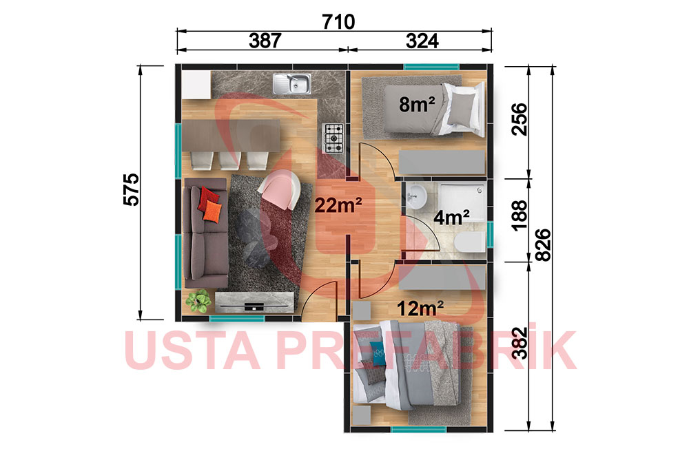 Usta Prefabrik UV-102 USTA VİLLA 49 m²